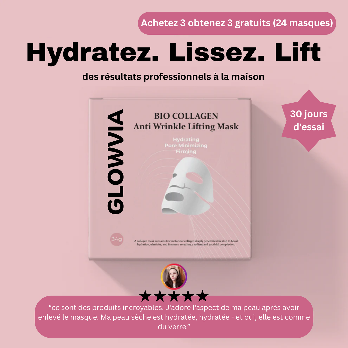 Masque Glowvia - Bio Collagène